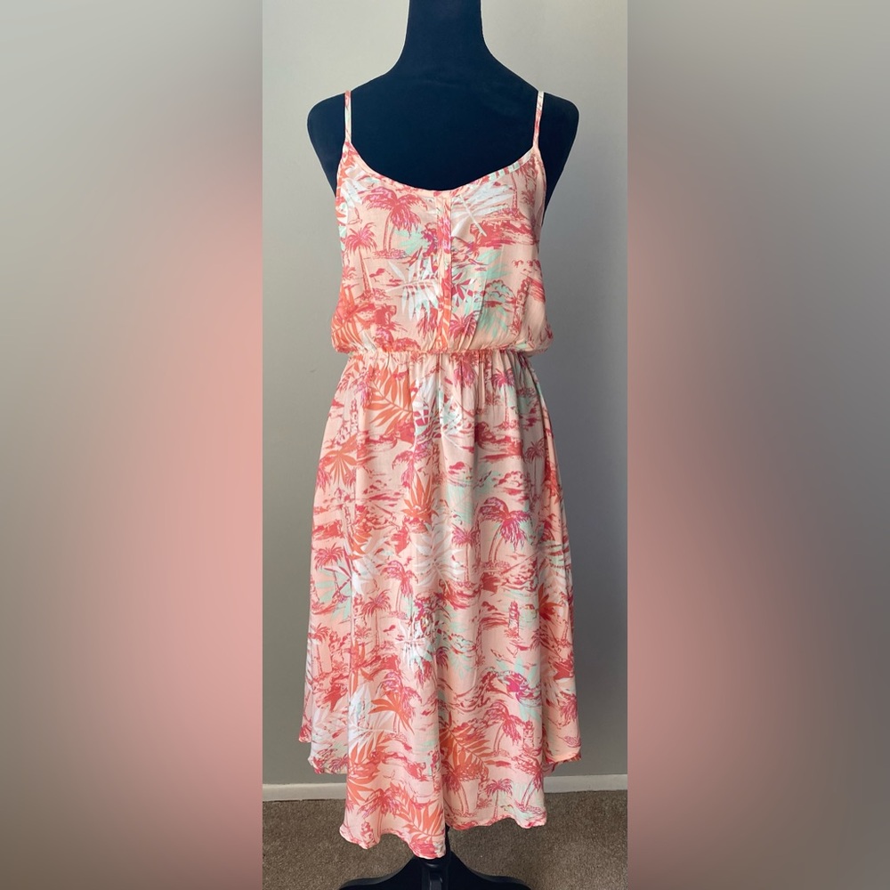O’Neill Tropical Print Gathered Waist Sundress